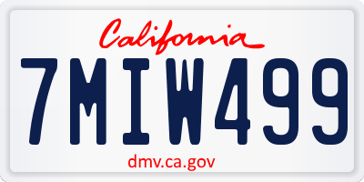 CA license plate 7MIW499