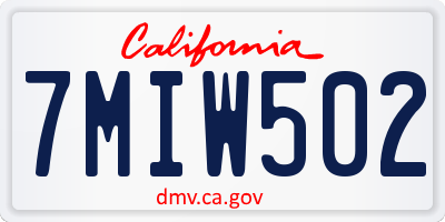 CA license plate 7MIW502