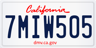 CA license plate 7MIW505