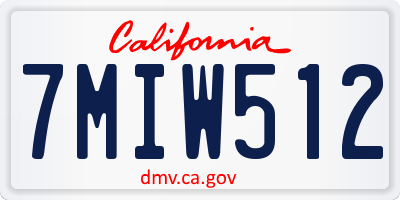 CA license plate 7MIW512