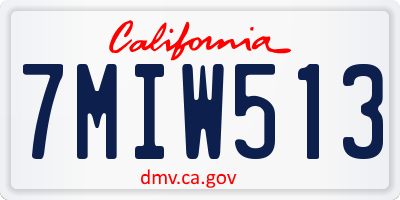 CA license plate 7MIW513