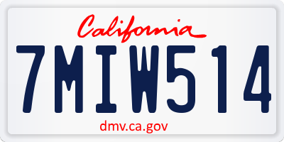 CA license plate 7MIW514