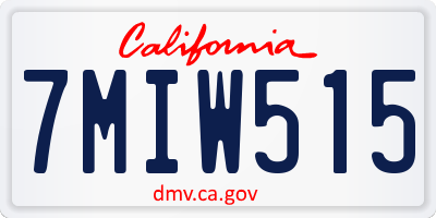 CA license plate 7MIW515