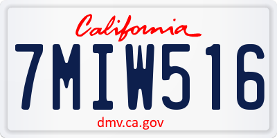 CA license plate 7MIW516