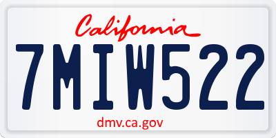 CA license plate 7MIW522
