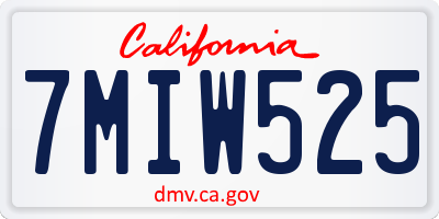 CA license plate 7MIW525