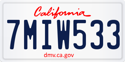 CA license plate 7MIW533