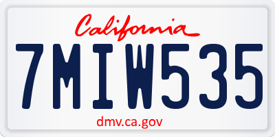 CA license plate 7MIW535