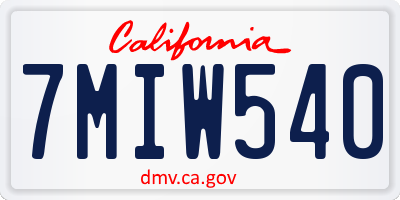 CA license plate 7MIW540