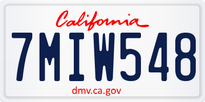 CA license plate 7MIW548