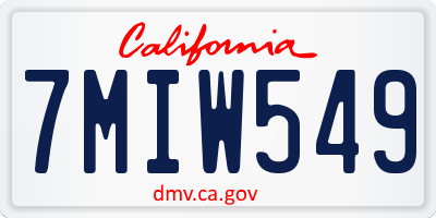 CA license plate 7MIW549