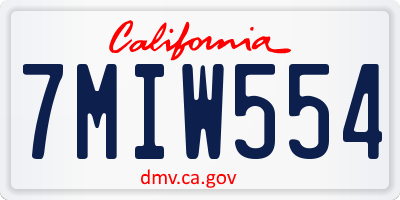 CA license plate 7MIW554