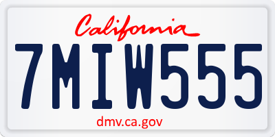 CA license plate 7MIW555