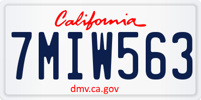 CA license plate 7MIW563