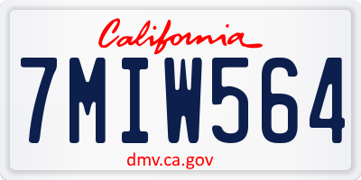 CA license plate 7MIW564
