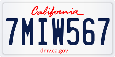 CA license plate 7MIW567