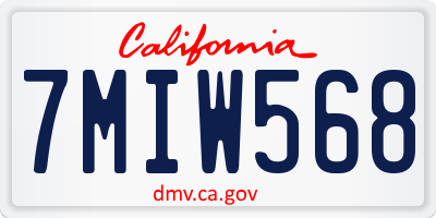 CA license plate 7MIW568