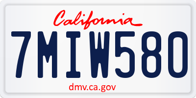 CA license plate 7MIW580