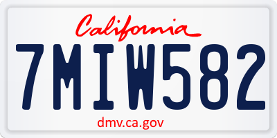 CA license plate 7MIW582