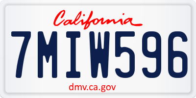 CA license plate 7MIW596