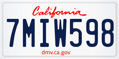 CA license plate 7MIW598