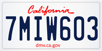 CA license plate 7MIW603