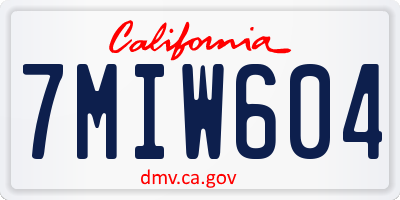 CA license plate 7MIW604