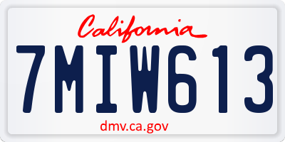 CA license plate 7MIW613