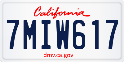 CA license plate 7MIW617