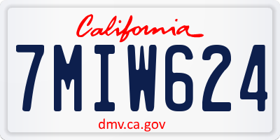 CA license plate 7MIW624