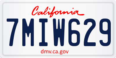 CA license plate 7MIW629