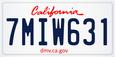 CA license plate 7MIW631