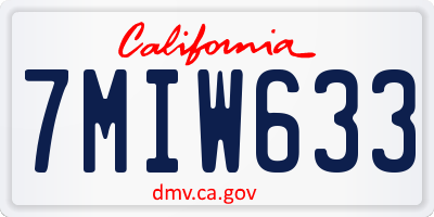 CA license plate 7MIW633