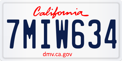 CA license plate 7MIW634
