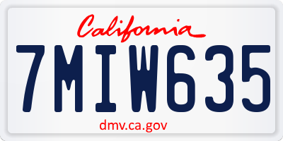 CA license plate 7MIW635