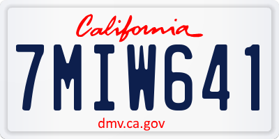 CA license plate 7MIW641