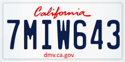 CA license plate 7MIW643