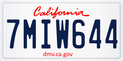 CA license plate 7MIW644