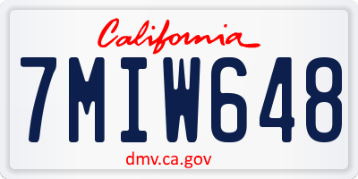 CA license plate 7MIW648