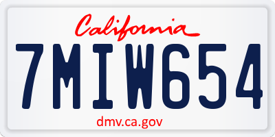 CA license plate 7MIW654