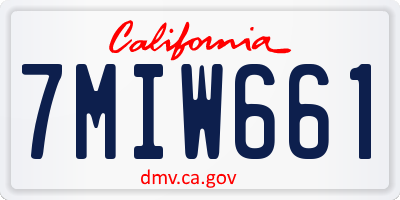 CA license plate 7MIW661