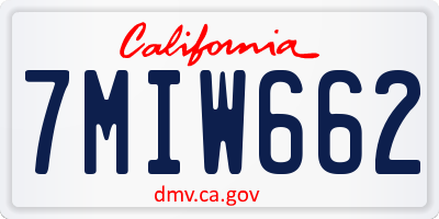 CA license plate 7MIW662