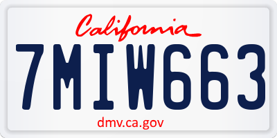 CA license plate 7MIW663
