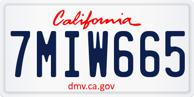 CA license plate 7MIW665