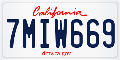 CA license plate 7MIW669