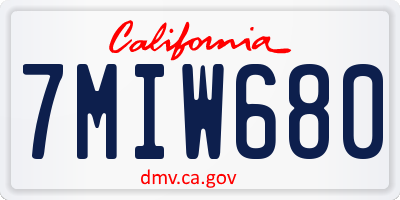 CA license plate 7MIW680
