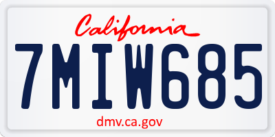 CA license plate 7MIW685