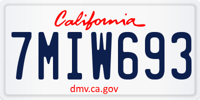 CA license plate 7MIW693
