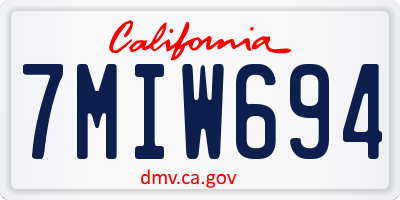 CA license plate 7MIW694