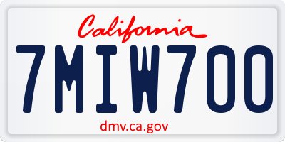 CA license plate 7MIW700